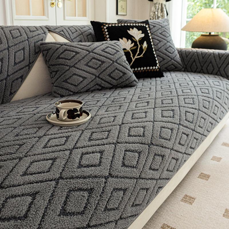 Подушка для дивана из хлопкового бархата Шу, Зимняя и Зимняя Нескользящая Подушка для Сиденья, Утолщенный Плюшевый Чехол для Дивана, Теплоаккумулирующая и Теплая Ткань-Покрывало 70*70cm