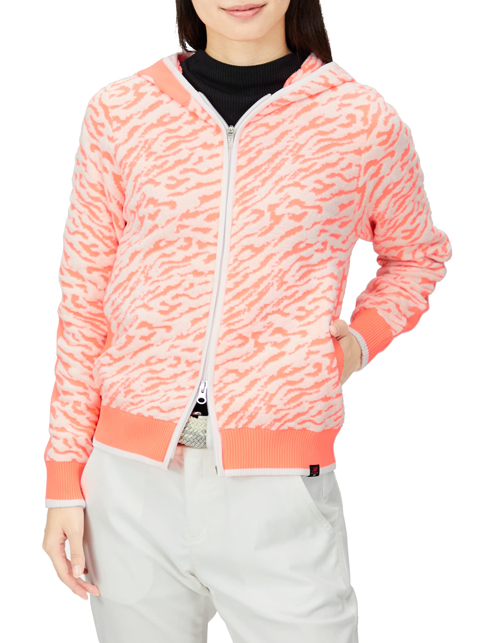 Вязаная парка для гольфа жаккард x белый 0 [New Balance] (Узор «зебра»/эластичный) / Для женщин / 012-2272501 090_Розовый [S]